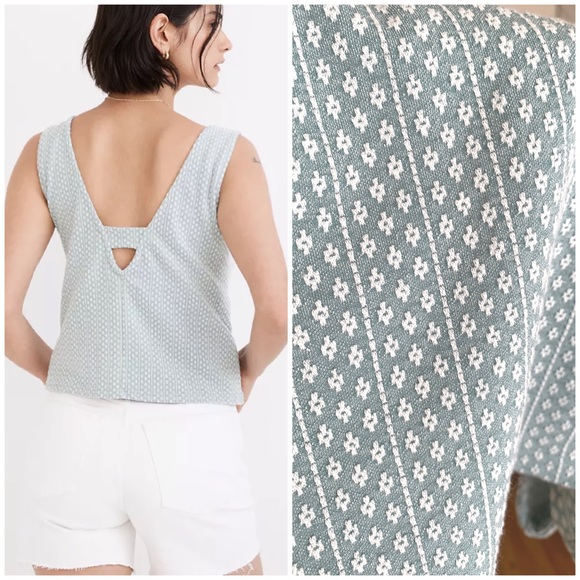 Madewell Tops - Madewell Mint Peekaboo Jacquard Tank